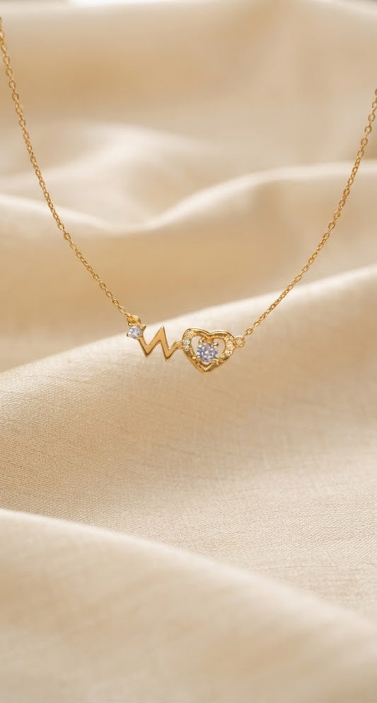 Golden Heartbeat Pendant Necklace K111