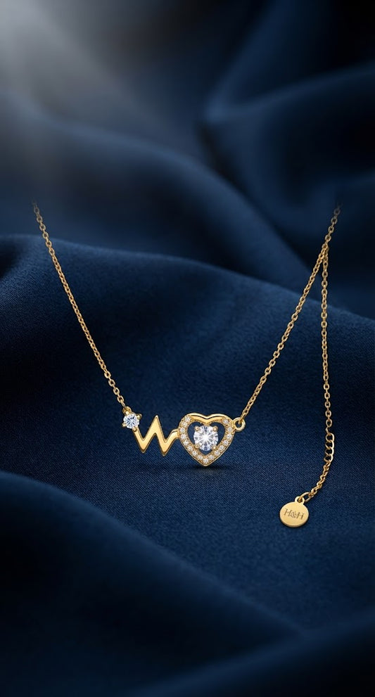 Golden Heartbeat Pendant Necklace K111