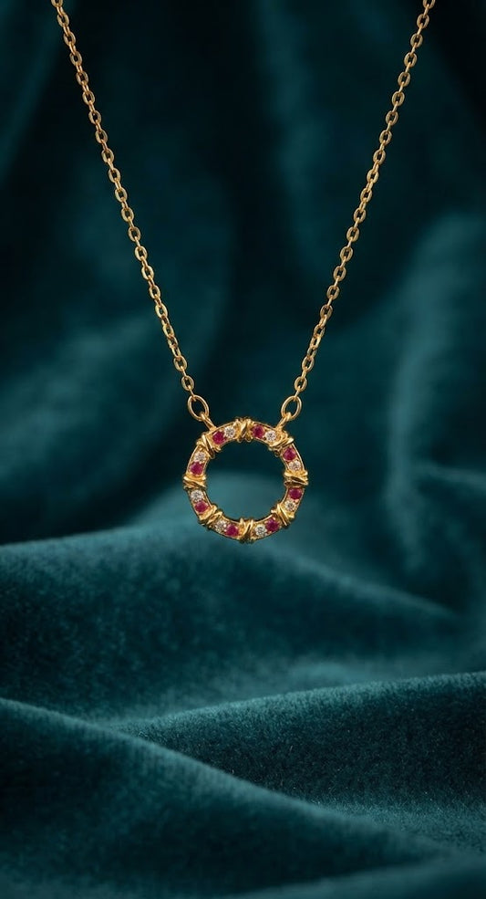 Royal Crimson Circle Necklace K112