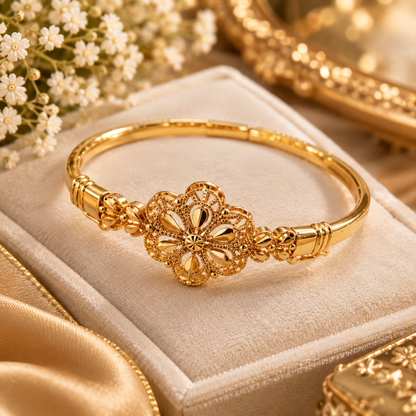 Floral Filigree Golden Bangle K101
