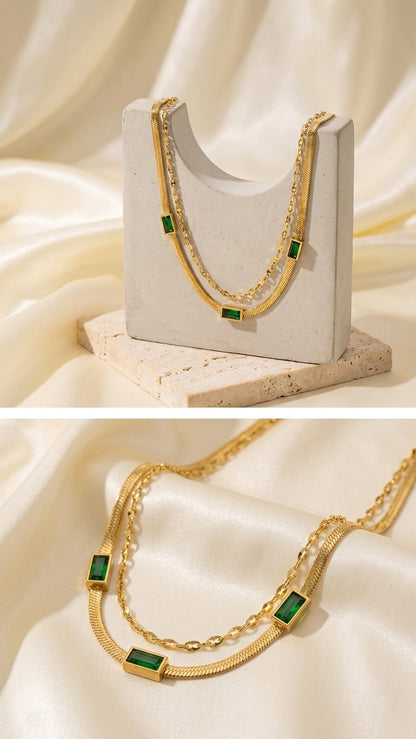 Emerald Luxe Layered Choker S110