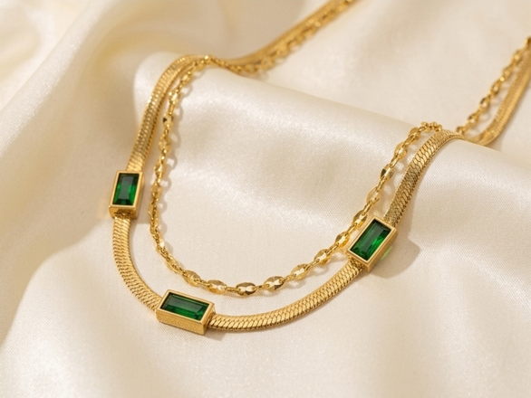 Emerald Luxe Layered Choker S110