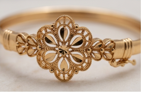 Floral Filigree Golden Bangle K101