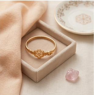 Floral Filigree Golden Bangle K101
