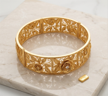 Floral Ruby Kundan Bangle K103
