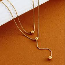 Golden Sphere Layered Lariat S109