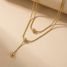 Golden Sphere Layered Lariat S109