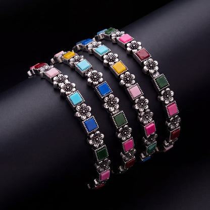 Rainbow Bloom Charm Bangles setS125