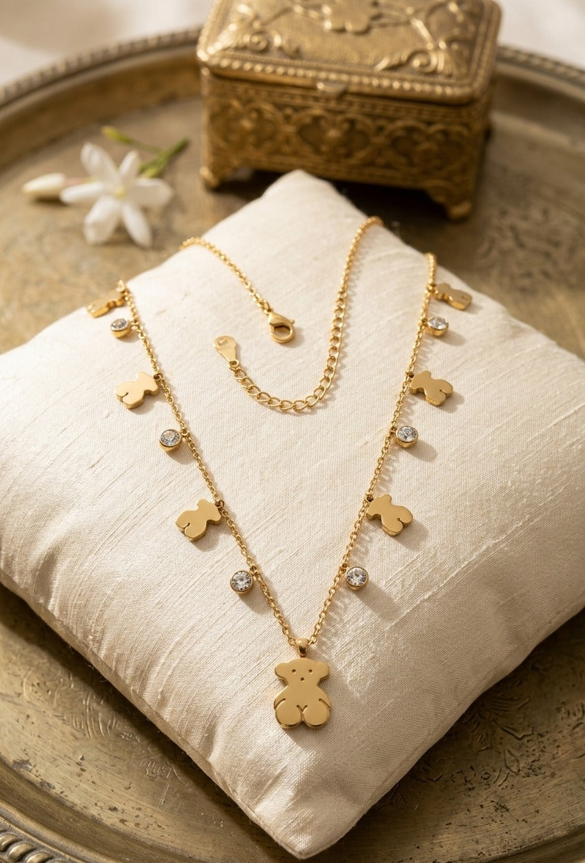 Golden Teddy Charm Set S124
