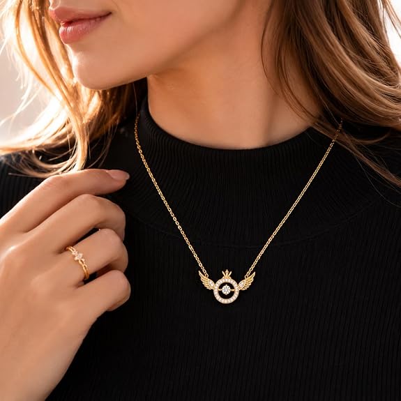 Winged Solitaire Necklace S121