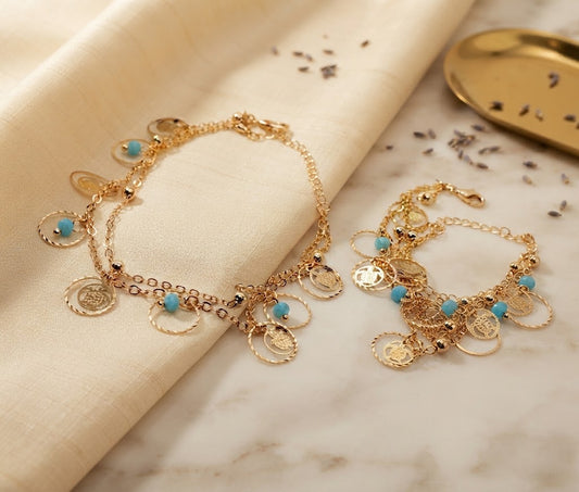 Golden Turtle Charm Anklet K108